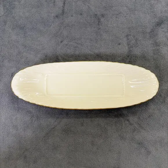 Lenox Butter Tray, Porcelain, 9", 22K Gold Trim, Made in USA, Gold Label Charity - Picture 2 of 7